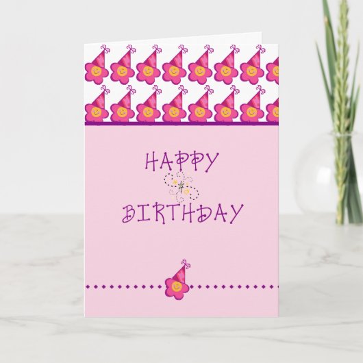 Carte Fleur rose Joyeux Anniversaire (Devant)