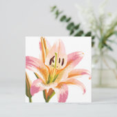 Carte Fleur rose Lily | Aquarelle peinture florale (Debout devant)
