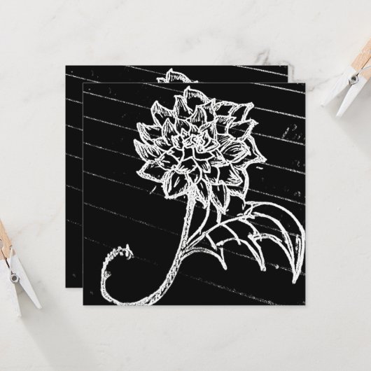 Carte fleur rose noire yaie goth emo (Devant/Arrière en situation)