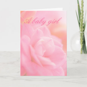 Carte fleur rose pastel ... bébé fille