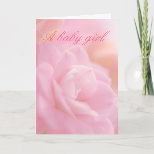 Carte fleur rose pastel ... bébé fille (Devant)