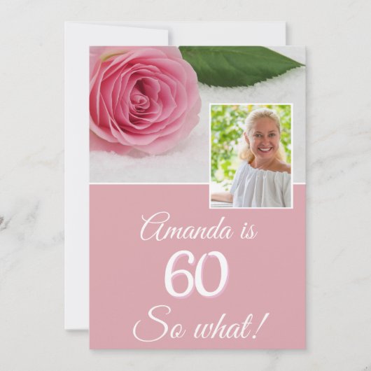 Carte Fleur rose rose amusant Photo florale 60e annivers (Devant)