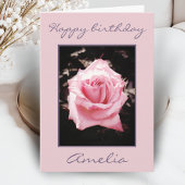 Carte Fleur rose rose photo Joyeux anniversaire