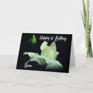 Carte Fleur Rosebud Blanc Personnalisé Anniversaire