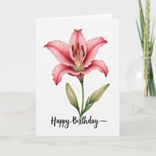 Carte Fleur Rouge Anniversaire (Devant)