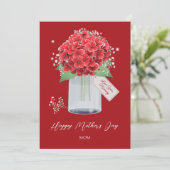 Carte Fleur rouge Bonne fête des mères (Debout devant)