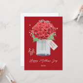 Carte Fleur rouge Bonne fête des mères (Devant/Arrière en situation)