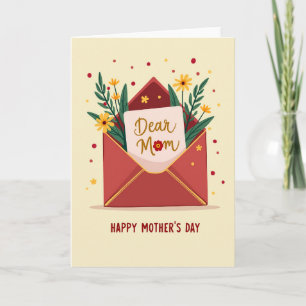 Carte Fleur Rouge Chère Maman