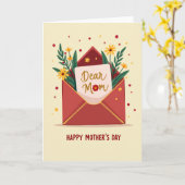 Carte Fleur Rouge Chère Maman (Fleur jaune)