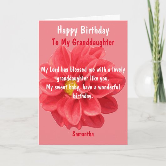 Carte Fleur Rouge Dahlia Joyeuse Fille Anniversaire (Devant)