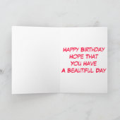 Carte Fleur rouge et verte d'anniversaire (Intérieur)