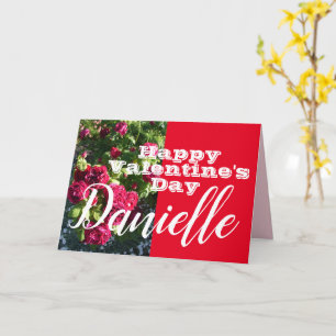 Carte Fleur rouge Heureuse Sainte-Valentin Nom des femme