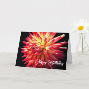 Carte Fleur Rouge Vibrant Dahlia Anniversaire