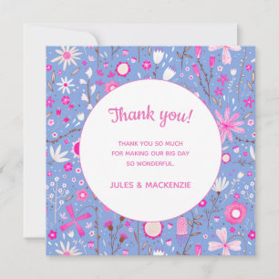 Carte Fleur sauvage Bleu Botanique Merci Mariage Floral