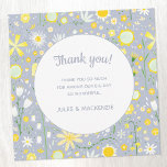 Carte Fleur sauvage Bleu Botanique Merci Mariage Floral<br><div class="desc">Aquarelle moderne jaune,  vert et blanc motif de fleurs botaniques sauvages sur un arrière - plan bleu pâle pour une sensation d'été frais. Une magnifique carte assortie pour remercier vos invités mariages pour une journée merveilleuse.</div>
