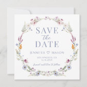 Carte Fleur sauvage bleu Enregistrer l'invitation photo (Devant)