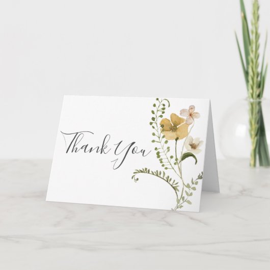 Carte Fleur sauvage Boho jardin Floral Mariage Merci (Devant)