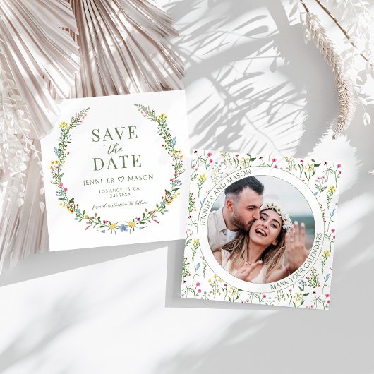 Carte Fleur sauvage coloré Enregistrer l'invitation phot