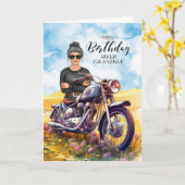 Carte Fleur sauvage de moto grand-mère Biker Anniversair (Fleur jaune)