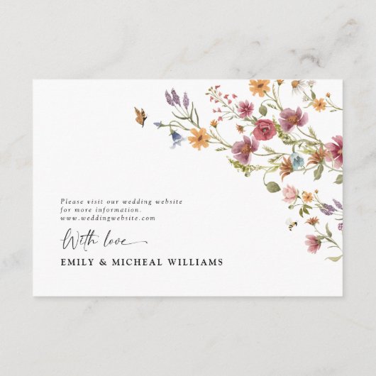 Carte fleur sauvage de réception de mariage (Dos)