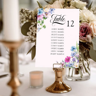 Carte fleur sauvage de table de mariage