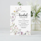 Carte fleur sauvage d'invitation de douche nuptial (Debout devant)