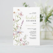 Carte fleur sauvage d'invitation de douche nuptial (Debout devant)