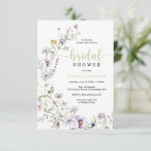 Carte fleur sauvage d'invitation de douche nuptial (Debout devant)