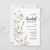 Carte fleur sauvage d'invitation de douche nuptial (Devant)