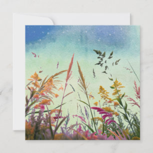 Carte Fleur sauvage Et Étoiles