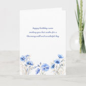 Carte Fleur sauvage floral simple bleu (Devant)