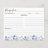 Carte Fleur sauvage Jardin Aquarelle Bleue Recette (Devant)