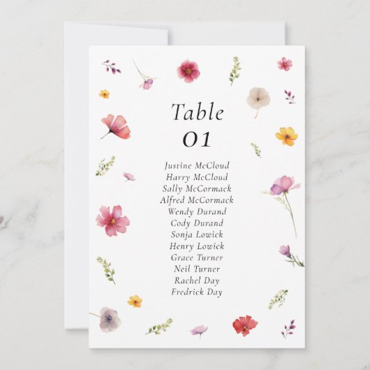 Carte fleur sauvage Mariage (Dos)