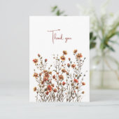 Carte Fleur sauvage Merci Mariage cadeau monétaire (Debout devant)