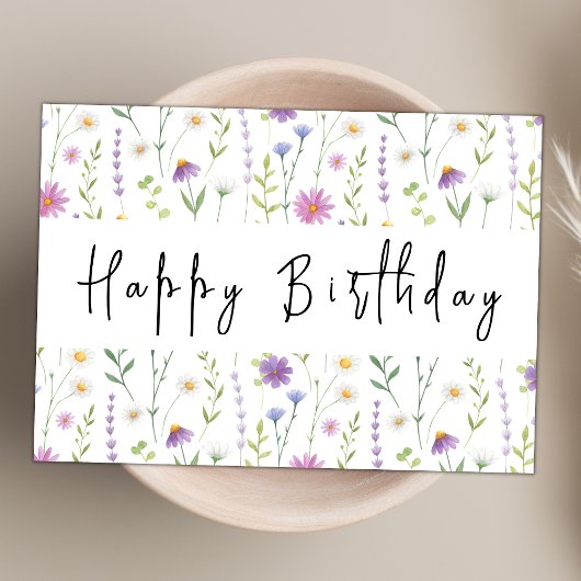 Carte Fleur sauvage moderne aquarelle thème Joyeux anniv