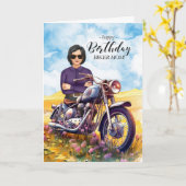 Carte Fleur sauvage Moto Maman Biker Anniversaire (Fleur jaune)