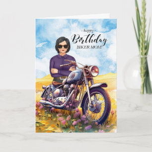 Carte Fleur sauvage Moto Maman Biker Anniversaire
