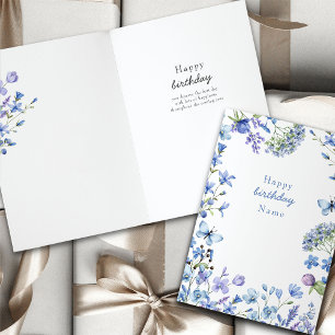 Carte Fleur Sauvage Pervenche Fête d'Anniversaire Floral