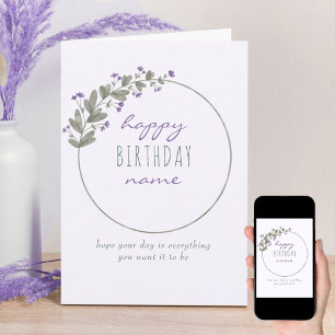 Carte Fleur sauvage pourpre Simple Personnalisé Annivers