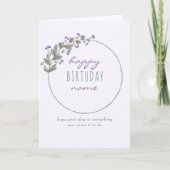 Carte Fleur sauvage pourpre Simple Personnalisé Annivers (Devant)