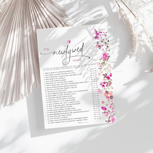 Carte Fleur sauvage rose Fête des mariées nouvellement m