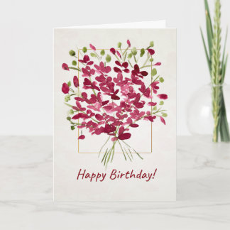 Carte Fleur sauvage rose Posie | Anniversaire aquarelle