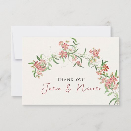 Carte Fleur sauvage rose Rose Spring Garland Mariage (Devant)