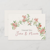 Carte Fleur sauvage rose Rose Spring Garland Mariage (Devant / Derrière)