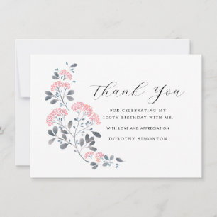 Carte Fleur sauvage rose rustique 100e anniversaire Merc