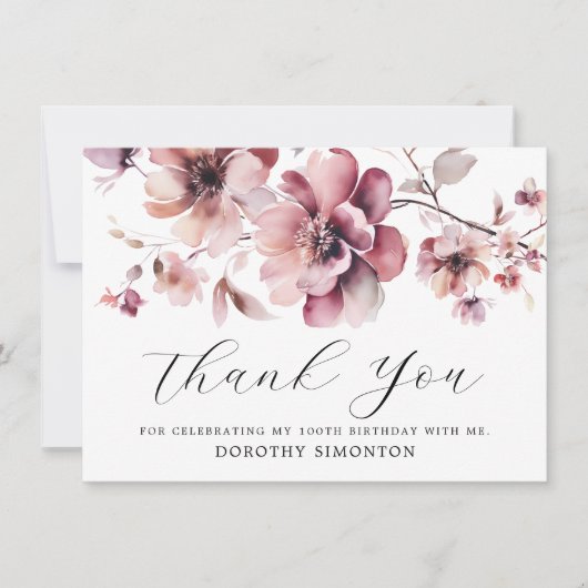 Carte Fleur sauvage rose rustique 100e anniversaire Merc (Devant)