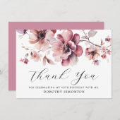 Carte Fleur sauvage rose rustique 60e anniversaire Merci (Devant / Derrière)