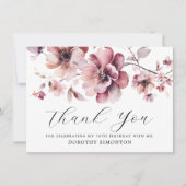 Carte Fleur sauvage rose rustique 70e anniversaire Merci (Devant)