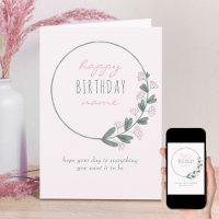 Fleur sauvage rose simple personnalisé Joyeux anni