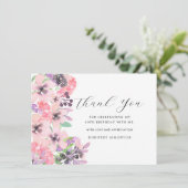 Carte Fleur sauvage rose violet 60e anniversaire Merci (Debout devant)